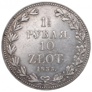 Partizione russa, Nicola I, 1-1/2 rublo=10 oro 1835 MW, Varsavia - rara
