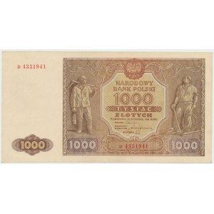 Repubblica Popolare di Polonia, 1000 zloty 1946 D