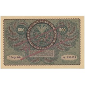 II RP, 500 poľských mariek 1919 1. séria BB MODEL