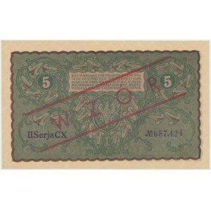 II RP, 5 polnische Marken 1919 II SERIE CX - MODELL