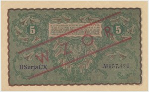 II RP, 5 polnische Marken 1919 II SERIE CX - MODELL