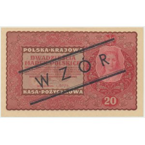 II RP, 20 Polish marks 1919 II Series EO MODEL.