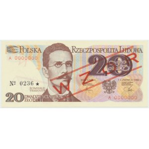 PRL, 20 złotych 1982 A - WZÓR No. 0236