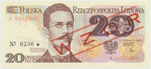 PRL, 20 złotych 1982 A - WZÓR No. 0236