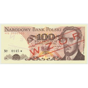PRL, 100 złotych 1982 HG - WZÓR No. 0145