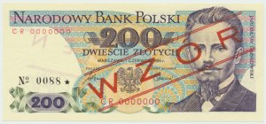 PRL, 200 złotych 1986 CR - WZÓR No. 0088