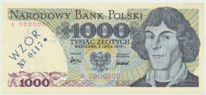PRL, 1000 złotych 1975 A - WZÓR No. 0417