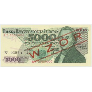 PRL, 5000 złotych 1986 AY - WZÓR No. 0399