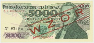 PRL, 5000 złotych 1986 AY - WZÓR No. 0399