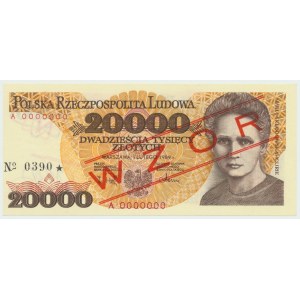 PRL, 20.000 złotych 1989 A - WZÓR No. 0390