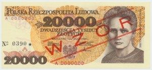 République populaire de Pologne, 20 000 zlotys 1989 A - N° de modèle 0390