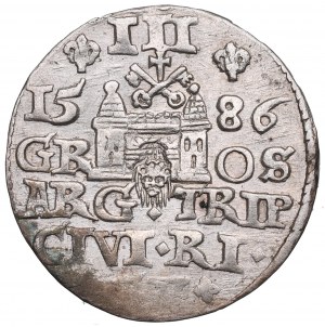 Stefan Batory, Trojak 1586, Riga - testa grande