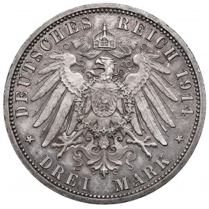 Allemagne, Anhalt, 3 marques 1914 A