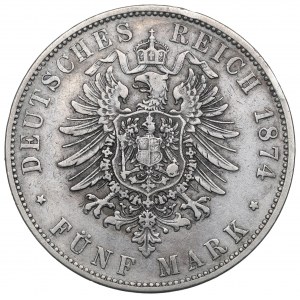 Německo, Bavorsko, 5 značek 1874