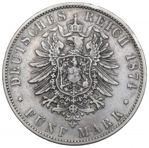 Germany, Bayern, 5 mark 1874