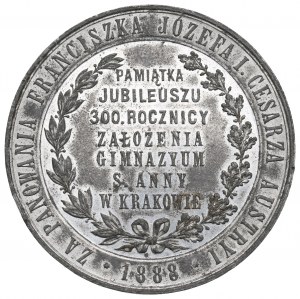 Polska, medal 300. rocznica założenia gimnazjum św. Anny w Krakowie, 1888