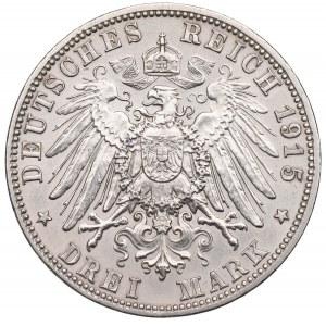 Germany, Saxony, 3 mark 1915