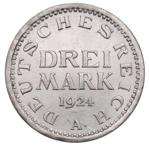 Allemagne, République de Weimar, 3 marques 1924