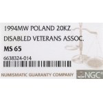 III RP, 20.000 zl 1994 75 anni dell'Associazione dei Veterani di Guerra della Repubblica di Polonia NGC MS65