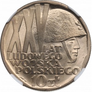 République populaire de Pologne, 10 zlotys 1968 XXVe anniversaire de la LWP - NGC MS66