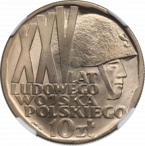 République populaire de Pologne, 10 zlotys 1968 XXVe anniversaire de la LWP - NGC MS66