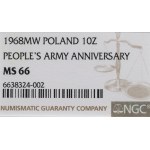 Poľská ľudová republika, 10 zlotých 1968 XXV. výročie ĽSR - NGC MS66