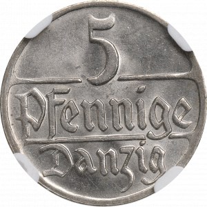 Wolne Miasto Gdańsk, 5 fenigów 1923 - NGC MS64