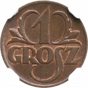 II RP, 1 groszy 1923 - NGC MS65 BN