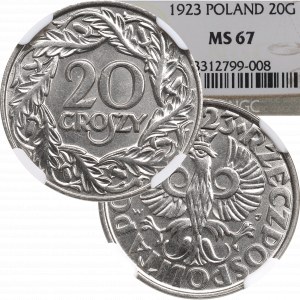 II Republic of Poland, 20 groschen 1923 - NGC MS67
