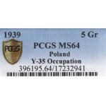 GG, 5 grošů 1939 - PCGS MS64