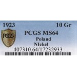 II RP, 10 grošů 1923 - PCGS MS64