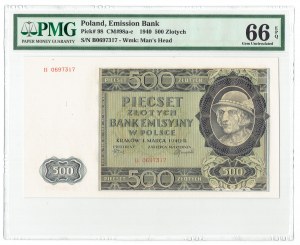 GG, 500 PLN 1940 A - PMG 66EPQ