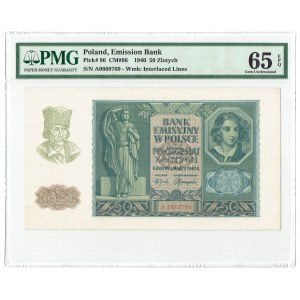 GG, 50 złotych 1940 A - PMG 65EPQ