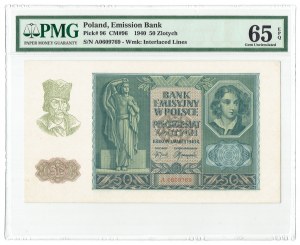 GG, 50 złotych 1940 A - PMG 65EPQ
