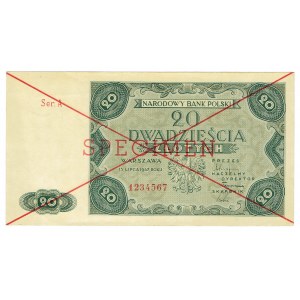 PRL, 20 zloty 1947 A 1234567 - SPÉCIMEN