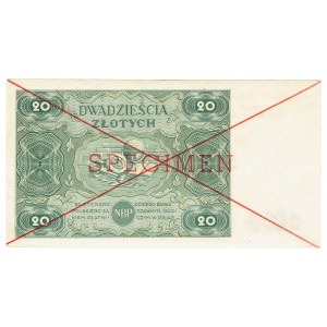 PRL, 20 złotych 1947 A 1234567 - SPECIMEN