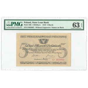 II RP, 5 polnische Marken 1919 O - PMG 63 EPQ