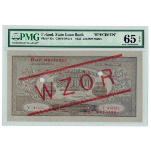 II RP, 250 000 polských marek 1923 Y - MODEL PMG 65 EPQ