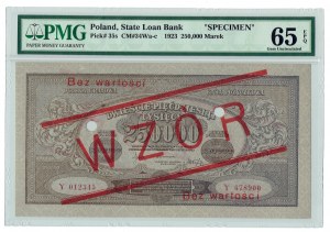 II RP, 250,000 Polish marks 1923 Y - MODEL PMG 65 EPQ