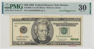 USA, $20 1996 destruct - PMG 30