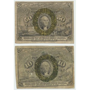 USA, sada 10 a 50 centov 1863