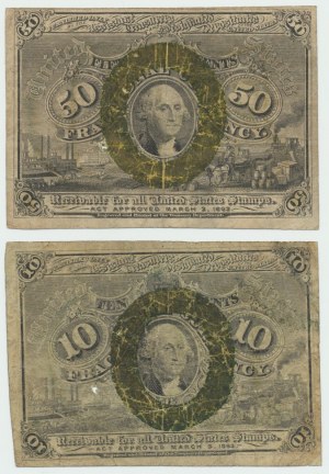 USA, sada 10 a 50 centů 1863