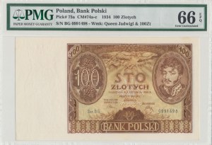 II RP, 100 złotych 1934 BG. - PMG 66EPQ