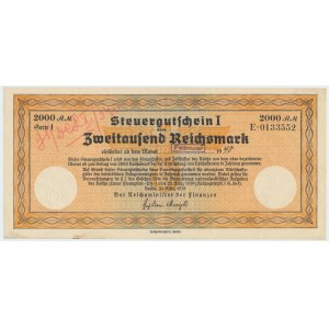 Germany, Tax Certificate 2000 marks 1940