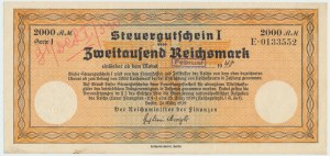 Deutschland, Steuerbescheinigung 2000 Mark 1940