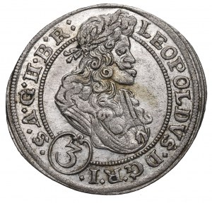 Śląsk pod panowaniem Habsburgów, Leopold I, 3 krajcary 1698, Brzeg - nieopisany