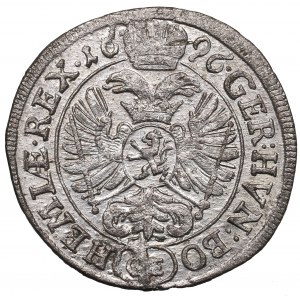 La Bohême sous la domination des Habsbourg, Léopold, 3 krajcars 1696, Prague