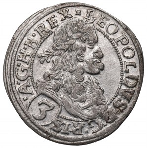 La Bohême sous la domination des Habsbourg, Léopold, 3 krajcars 1670, Prague