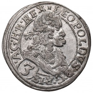 La Bohême sous la domination des Habsbourg, Léopold, 3 krajcars 1670, Prague
