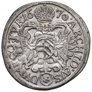 Böhmen unter habsburgischer Herrschaft, Leopold, 3 krajcars 1670, Prag